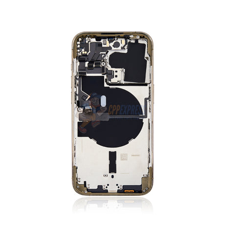 iPhone 14 Pro Battery Back Door Perfect Fit Premium Back Cover Case Housing Includes Power, Volume and Wireless Charge Flex Cable - Gold