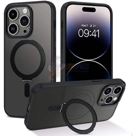 iPhone 14 Pro Shockproof Magnetic Case With Invisible Stand Holder Black