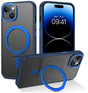 iPhone 15 Plus Shockproof Magnetic Case With Invisible Stand Holder Dark Blue