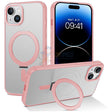 iPhone 15 Plus Shockproof Magnetic Case With Invisible Stand Holder Pink