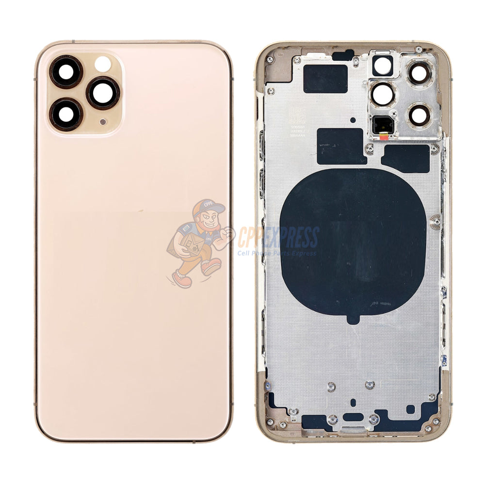 iPhone 11 Pro Max Back Door Glass Housing with Pre-installed Small Parts Premium - Gold