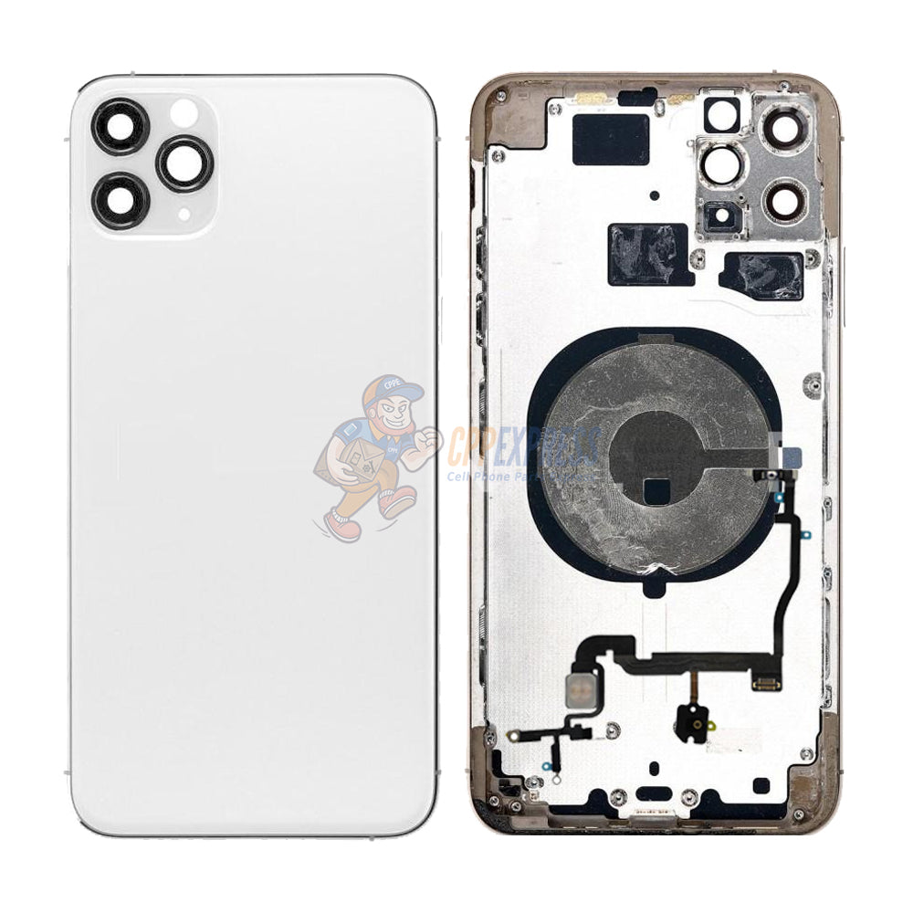 iPhone 11 Pro Back Door Glass Housing with Pre-installed Small Parts Premium - White