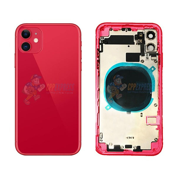 iPhone 11 Back Door Glass Housing with Pre-installed Small Parts Premium - Red