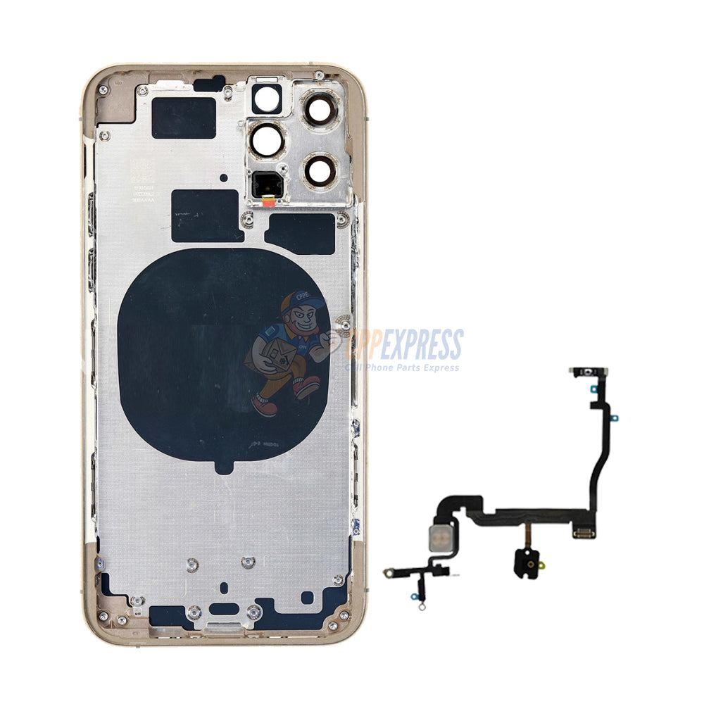 iPhone 11 Pro Back Door Glass Housing with Pre-installed Small Parts Premium - Gold