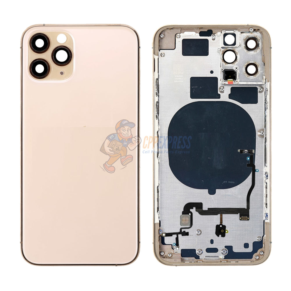 iPhone 11 Pro Back Door Glass Housing with Pre-installed Small Parts Premium - Gold