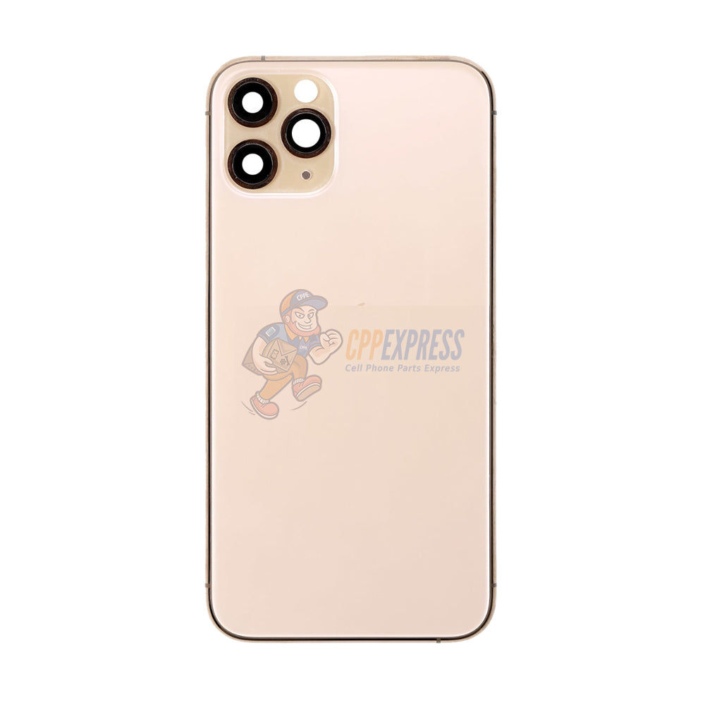 iPhone 11 Pro Back Door Glass Housing with Pre-installed Small Parts Premium - Gold