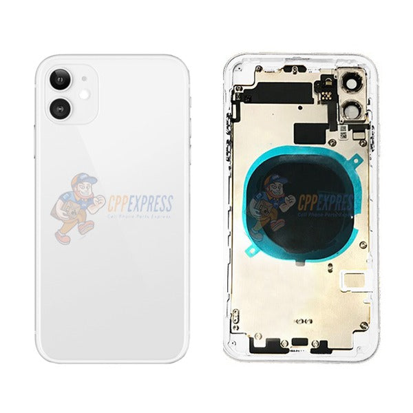 iPhone 11 Back Door Glass Housing with Pre-installed Small Parts Premium - White