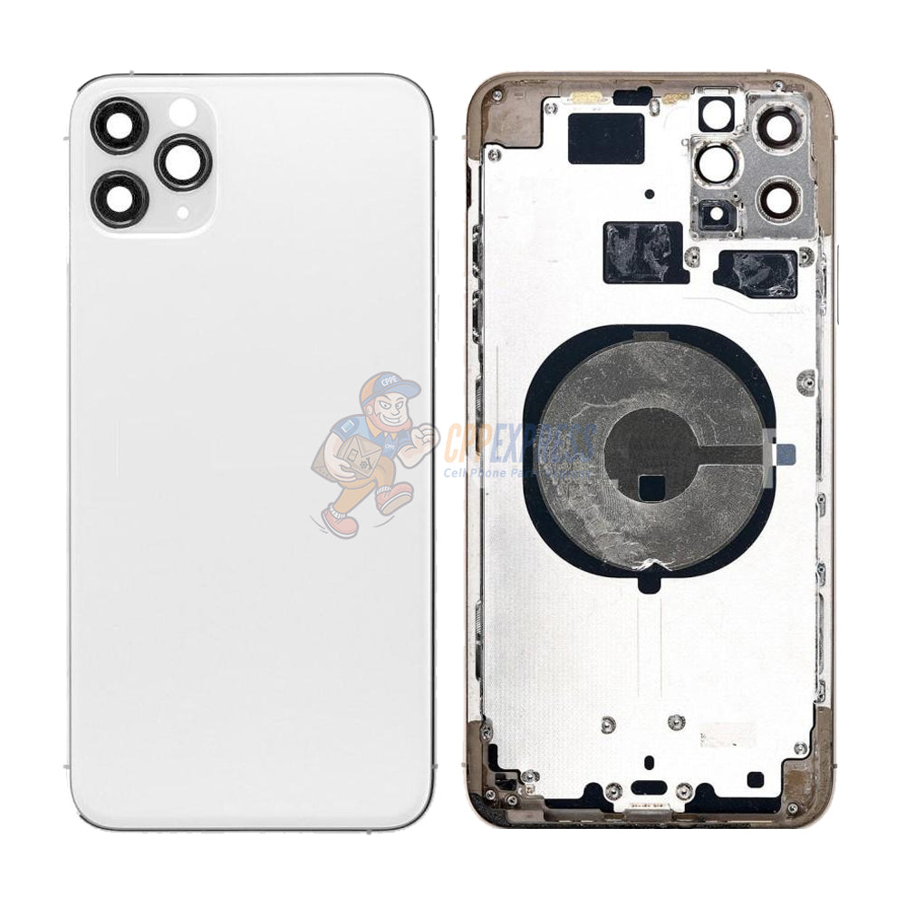 iPhone 11 Pro Back Door Glass Housing with Pre-installed Small Parts Premium - White