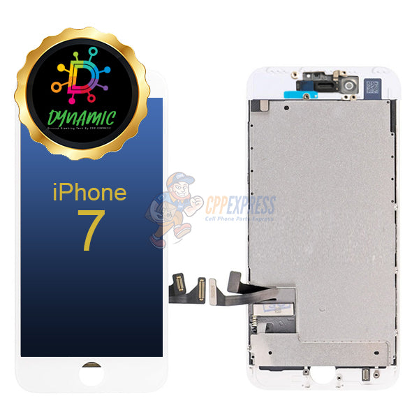 iPhone 7 - Dynamic LCD Touch Screen Digitizer Assembly with Back Plate - White