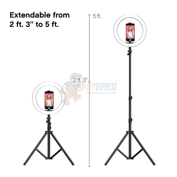 Iconic Home Studio 10-In LED Ring Light Media Station Tripod for Smartphone