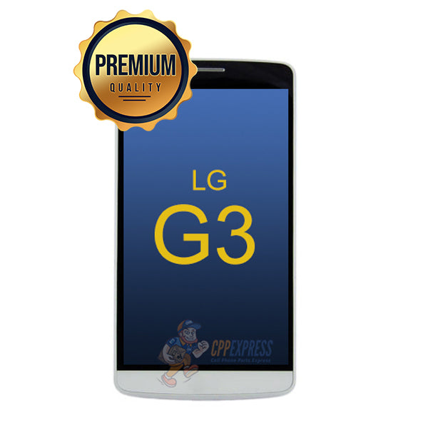 LG G3 Premium LCD and Assembly with Frame White