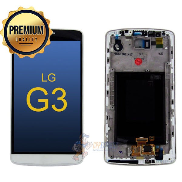 LG G3 Premium LCD and Assembly with Frame White