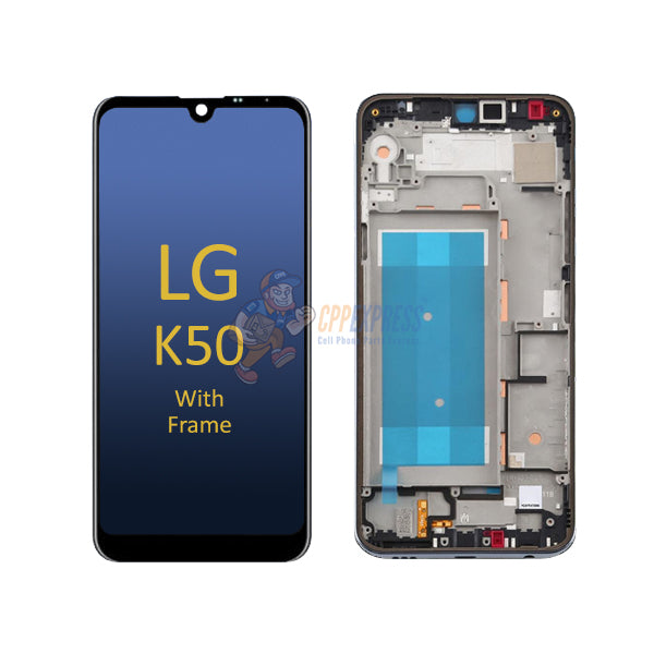 LG K50 LCD Display Touch Screen Digitizer Assembly With Frame - Black