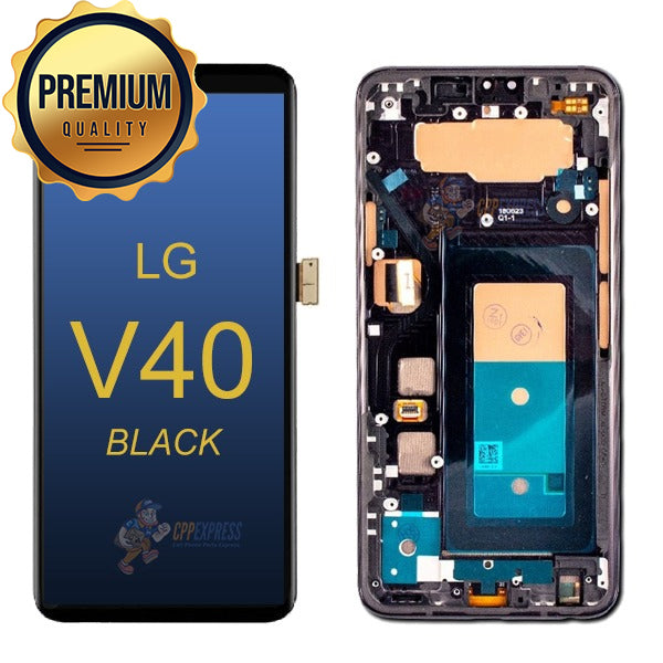 LG V40 LCD Display Touch Screen Digitizer Assembly with Frame - Black