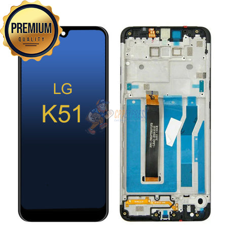 LG K51 LCD Touch Screen Digitizer With Frame - Black