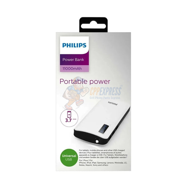 Philips 11,000 mAh 5V 2.1A Portable Power Bank Charger DLP6006 - White