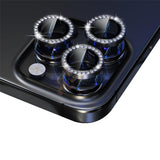Phone 14 Pro / 15 Pro / 16 Pro Max Diamond Tempered Glass Back Camera Lens - Black