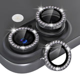Phone 16 / 16 Plus Diamond Tempered Glass Back Camera Lens Protector - Black
