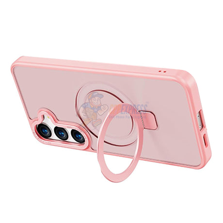 Samsung Galaxy S23 Plus Shockproof Magnetic Case With Invisible Stand Holder - Pink