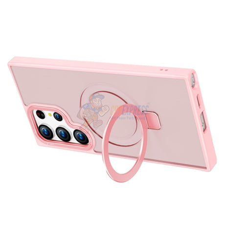 Samsung Galaxy S23 Ultra Shockproof Magnetic Case With Invisible Stand Holder - Pink