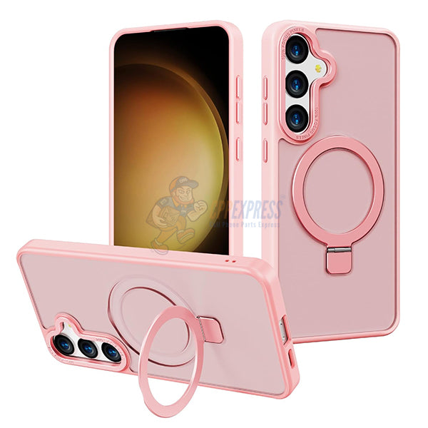 Samsung Galaxy S23 Plus Shockproof Magnetic Case With Invisible Stand Holder - Pink