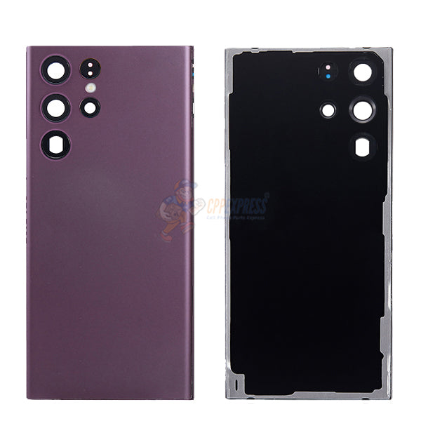 Samsung Galaxy S23 Ultra Battery Back Door Glass Perfect Fit Premium Back Cover with Camera Lens Installed Purple