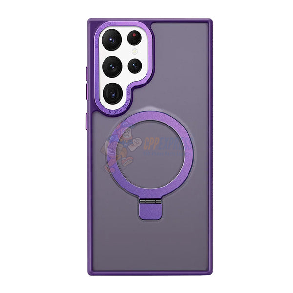 Samsung Galaxy S24 Ultra Shockproof Magnetic Case With Invisible Stand Holder - Purple