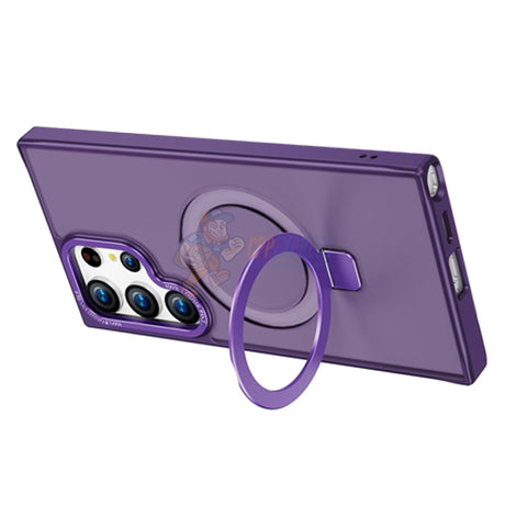Samsung Galaxy S23 Ultra Shockproof Magnetic Case With Invisible Stand Holder - Purple