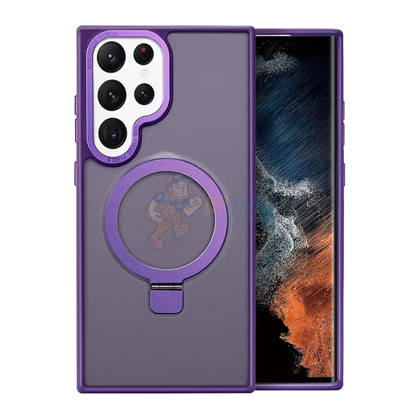 Samsung Galaxy S24 Ultra Shockproof Magnetic Case With Invisible Stand Holder - Purple