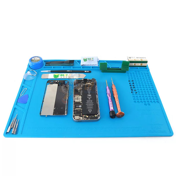 S140 Magnetic Insulation Silicone Soldering Repair Mat Heat Resistant for iPhone Android - Blue