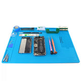 S140 Magnetic Insulation Silicone Soldering Repair Mat Heat Resistant for iPhone Android - Blue