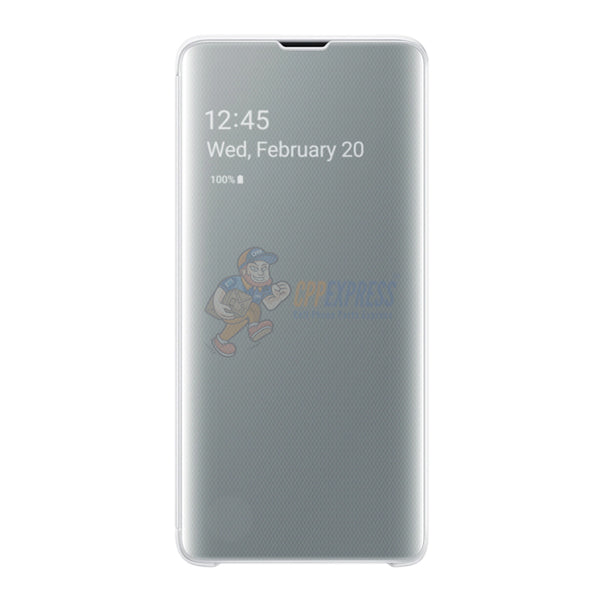 Samsung Galaxy S10 Standing Phone Case Cover Clear View Silver