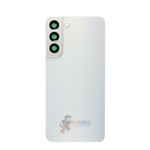 Samsung Galaxy S22 Battery Back Door Glass Perfect Fit Premium Back Cover with Camera Lens Installed White