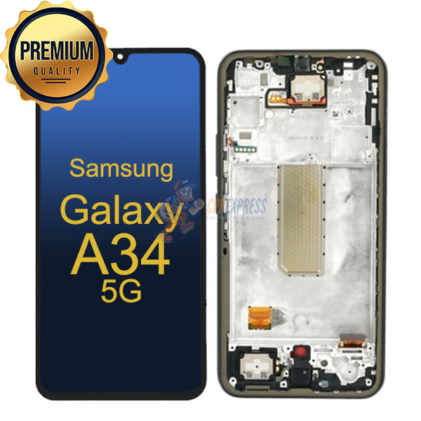 Samsung Galaxy A34 5G LCD Touch Screen Digitizer Assembly With Frame - Black