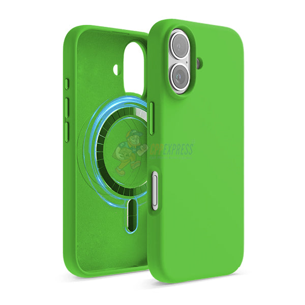 iPhone 16 MagSafe Magnetic Silicone Case - Fluorescent Green