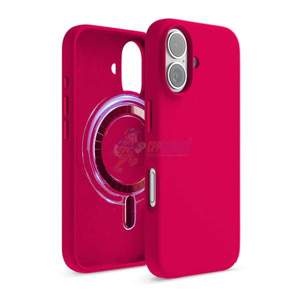 iPhone 16 MagSafe Magnetic Silicone Case - Fluorescent Rose Red