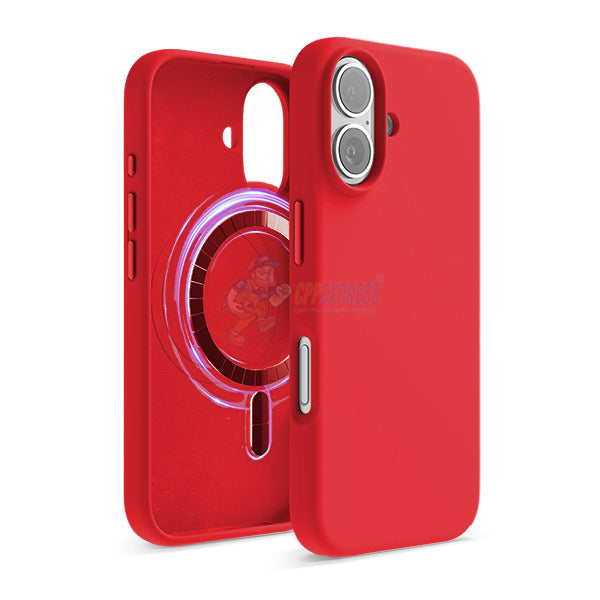 iPhone 16 MagSafe Magnetic Silicone Case - Peach Red