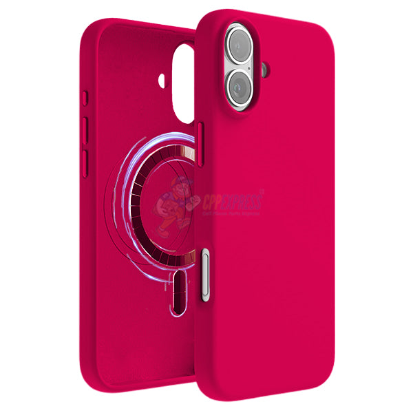 iPhone 16 Plus MagSafe Magnetic Silicone Case - Fluorescent Rose Red