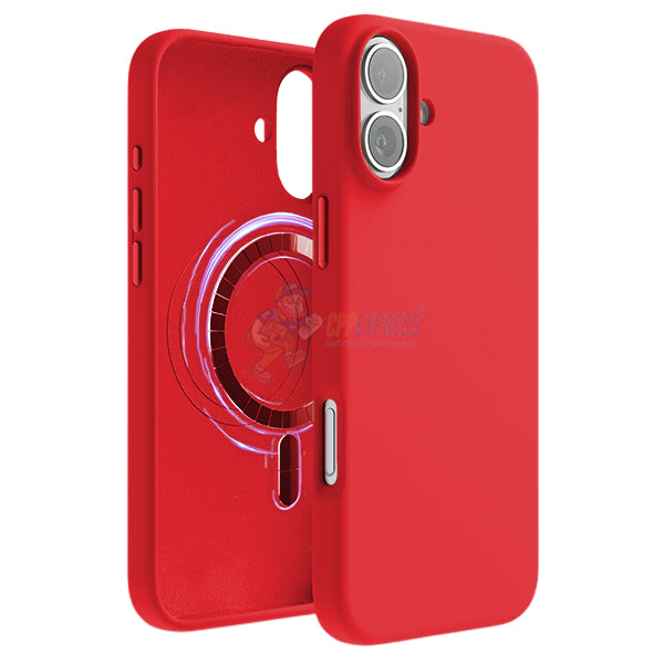 iPhone 16 Plus MagSafe Magnetic Silicone Case - Peach Red