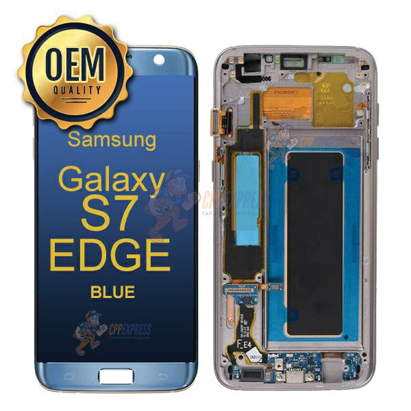 Samsung Galaxy S7 Edge - LCD Touch Screen Assembly With Frame - Blue