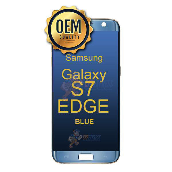 Samsung Galaxy S7 Edge - LCD Touch Screen Assembly With Frame - Blue