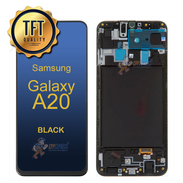 Samsung Galaxy A20 - LCD Touch Screen Digitizer &amp; Assembly With Frame - Black