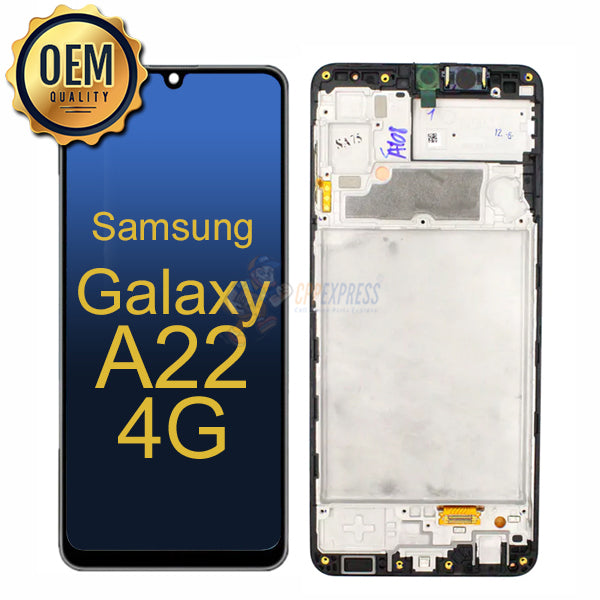 Samsung Galaxy A22 4G LCD Touch Screen Digitizer Assembly With Frame - Black