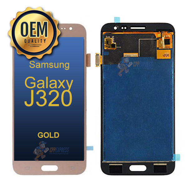 Samsung Galaxy J3 J320 2016 - LCD Touch Screen Digitzer &amp; Assembly without Frame High Copy - Gold