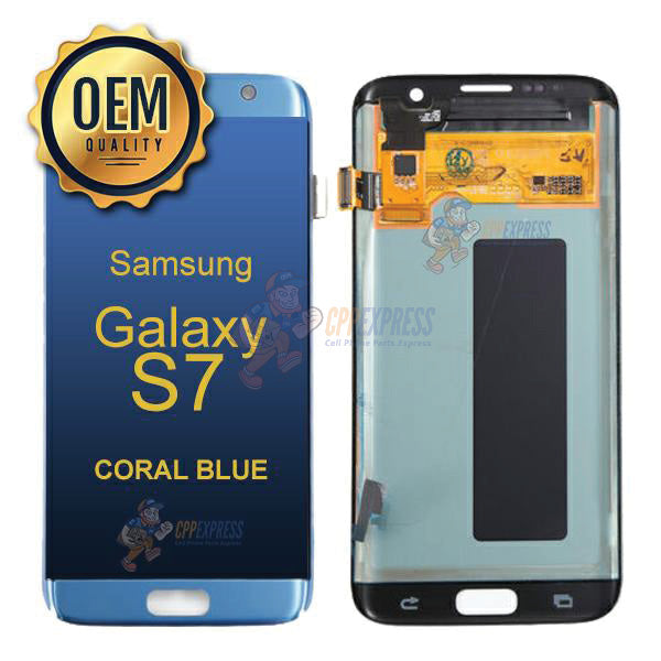 Samsung Galaxy S7 Edge - LCD Touch Screen Digitizer Assembly - Coral Blue- DO NOT ACTIVATE