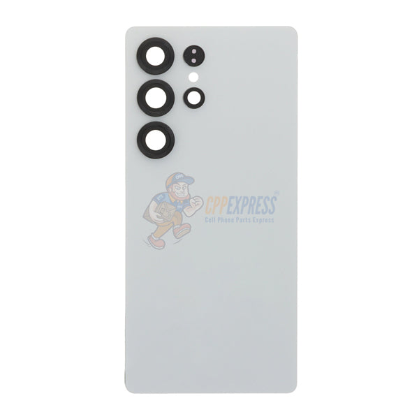 Samsung Galaxy S25 Ultra Battery Door Back Glass with Camera Lens Cover - Titanium White Silver