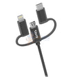 Tzumi Hyper Charge Multi USB 3 in 1 Lightning Micro Type C Cable Black