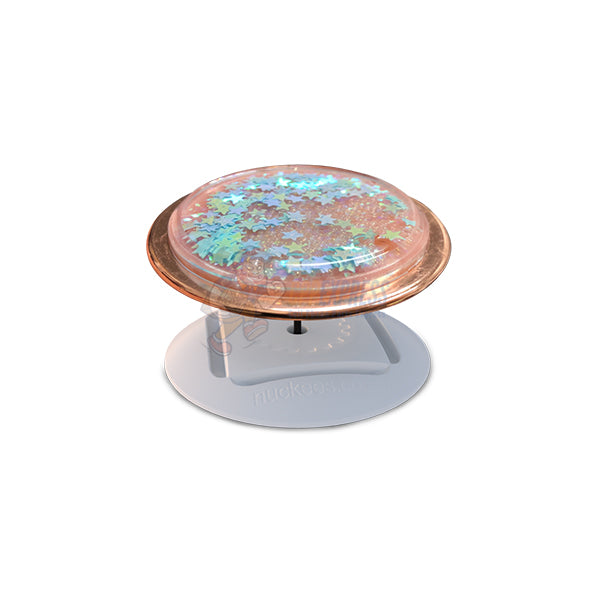 Tzumi Nuckees Trends Magnetic Phone Grip and Stand with Liquid Glitter Iridescent Blue