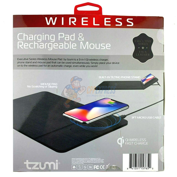 Tzumi Wireless Charging Mouse Pad and Rechargeable Mouse