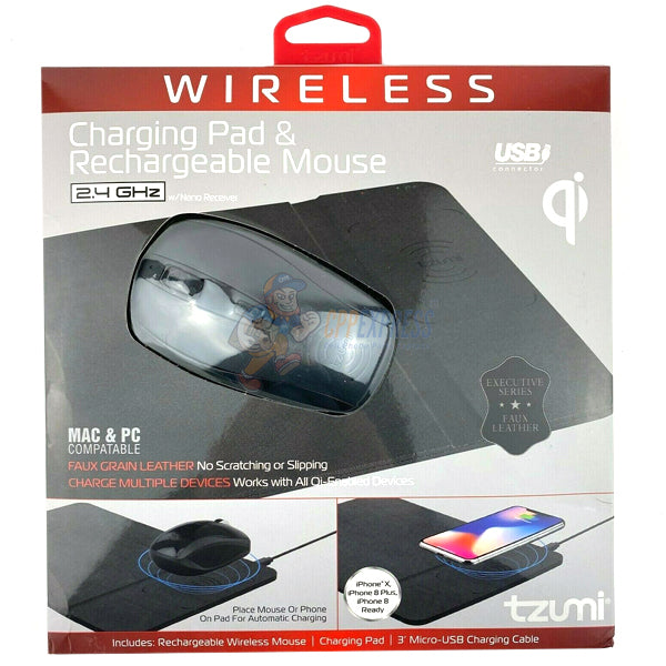 Tzumi Wireless Charging Mouse Pad and Rechargeable Mouse